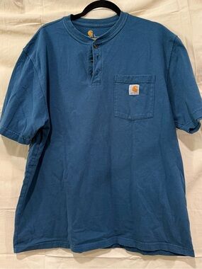 Carhartt Blue Short-Sleeve Henley Pocket Tee